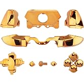 eXtremeRate LB RB LT RT Bumpers Triggers D-Pad ABXY Start Back Sync Buttons, Chrome Gold Full Set Buttons Repair Kits with Tools for Xbox One Standard &amp; Xbox One Elite V1 Controller (Model 1697/1698)