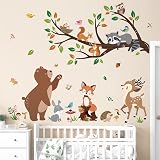 decalmile Woodland Animal Tree Branch Wall Decals 2 Sheets 96x91 cm view 3