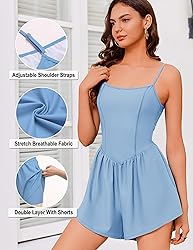 Ekouaer Womens Summer Sleeveless Workout Rompers