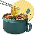 YCXXKJ Microwave Ramen Bowl Set Ramen Cooker with Handles Noodle Bowls with Lid and Chopsticks Stainless Steel Liner Dishwash