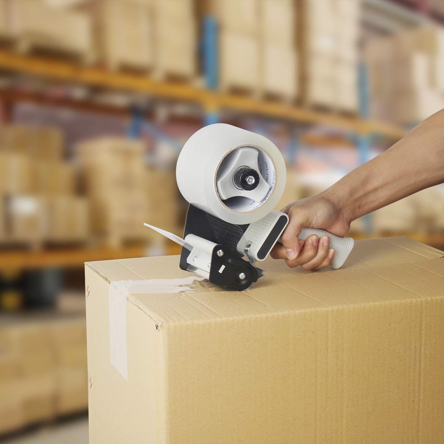 JARLINK Packing Tape Dispenser Gun with Rolls Tape, 3 inches Lightweight Industrial Side Loading Tape Dispenser for Shipping, Packaging, Moving, Box and Carton Sealing (Grey & Black) : Office Products