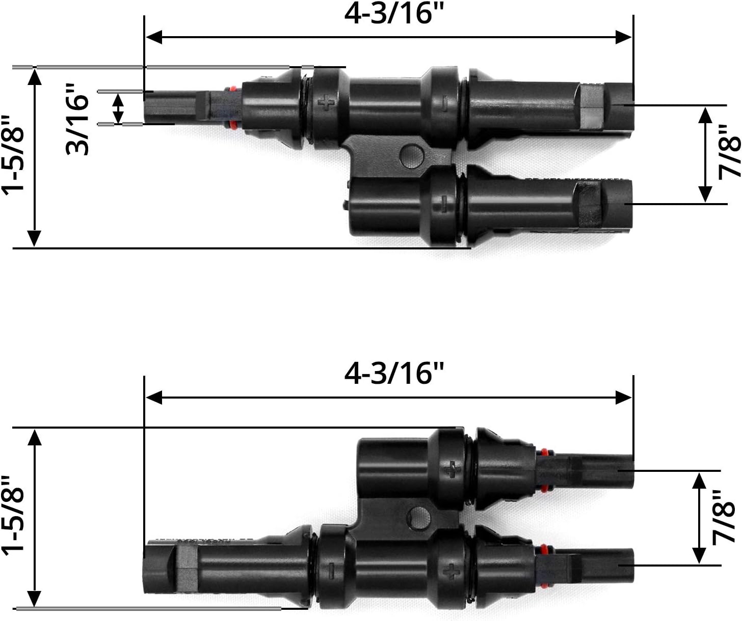QWORK 2Pcs MC4 Solar Connector- Solar Y Branch connectors - in Pairs MFF+ FMM for Parallel Connection Between Solar Panels: Garden & Outdoor
