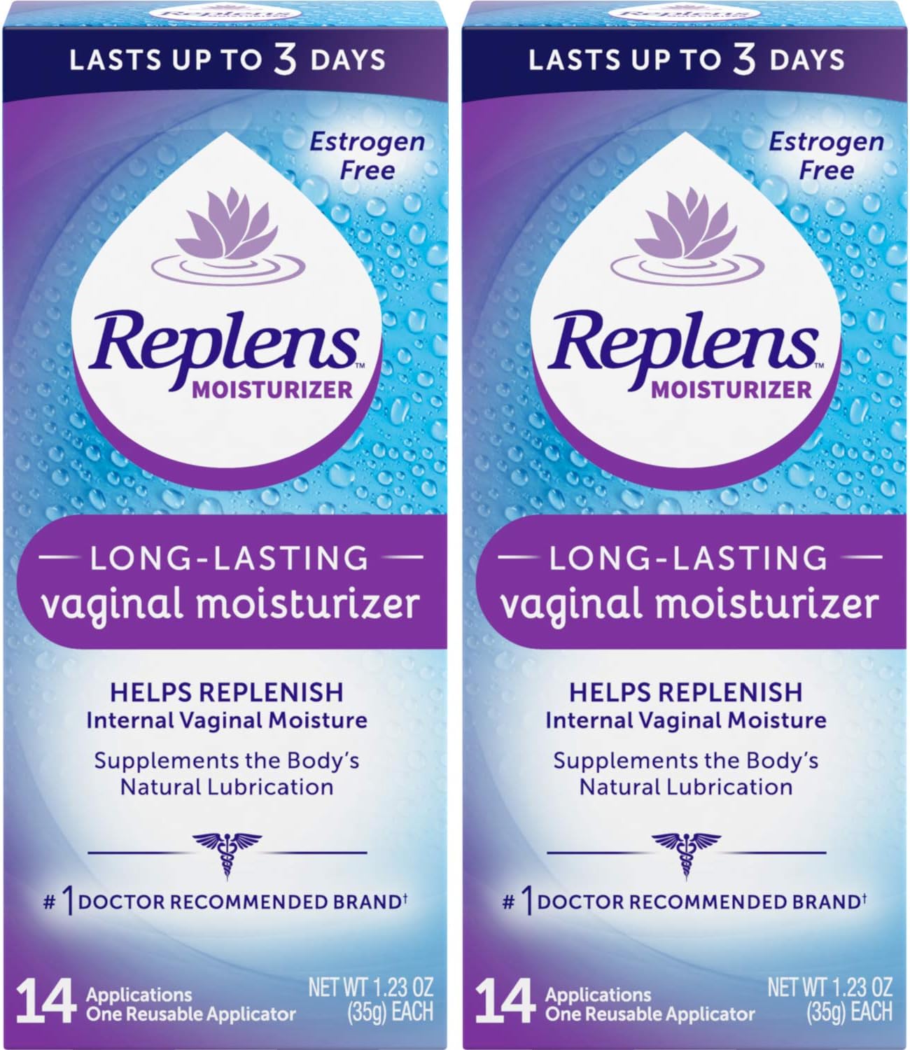 Replens Replens Long Lasting Vaginal Moisturizer, 14 Applications 1.23 oz (Pack of 2): Health & Personal Care