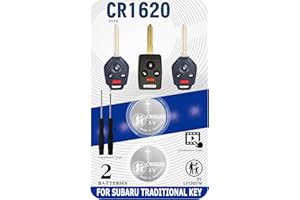 UUAM Key Fob Replacement Batteries for Subaru Traditional Key 2 Packs CR1620 (Outback Forester Crosstrek Impreza Legacy WRX Ascent Tribeca) Remote Key (Check Fitment Guide),(3 or 4 Button) Head Key Fobs