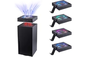 Mcbazel RGB Cooling Fan for Xbox Series X Low Noise Cooling System with LED Light, 2 Hooks and Extra 2 USB Ports, 3 Levels Ad
