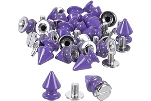 uxcell Lot de 20 rivets coniques à pointes 8 x 12 mm pour artisanat du cuir, vêtements, chaussures, ceintures, sacs (violet c