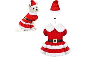 PAYHTOW Dog Christmas Dress Santa Hat Dog Christmas Outfit Holiday Santa Costume Outfit Clothes for Small Medium Dogs (X-Large)