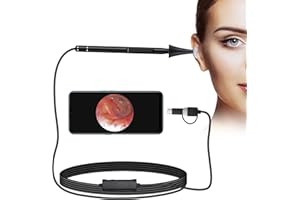 Jiusion 3.9mm Ultra-Thin Portable USB Digital Otoscope Camera with Carrying Case, HD 720P 6 LED Visual Ear Scope with 3 Hats 2 Silicone Caps 8 Earwax Spoons for Android Windows Mac NOT for iPhone iPad