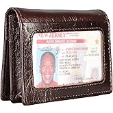 RFID Genuine Leather Bifold ID/Business Credit Card Case Holder for Men Slim Front Pocket Wallet Button