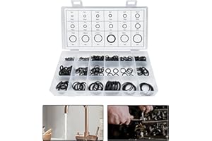 Yumfugu 300 PCS Automotive O-Ring Gasket Assortment Kit, High Temperature Resistant Rubber Air Conditioning Compressor Port Ring, Multi-Functional Car Replacement Accessories, for Most Models (Black)