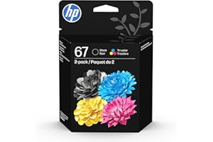 HP 67 Black/Tri-Color Ink Cartridges (2 Count - Pack of 1) | Works with DeskJet 1255, 2700, 4100, Envy 6000, 6400 | Instant Ink Eligible | 3YP29AN | Packaging May Vary