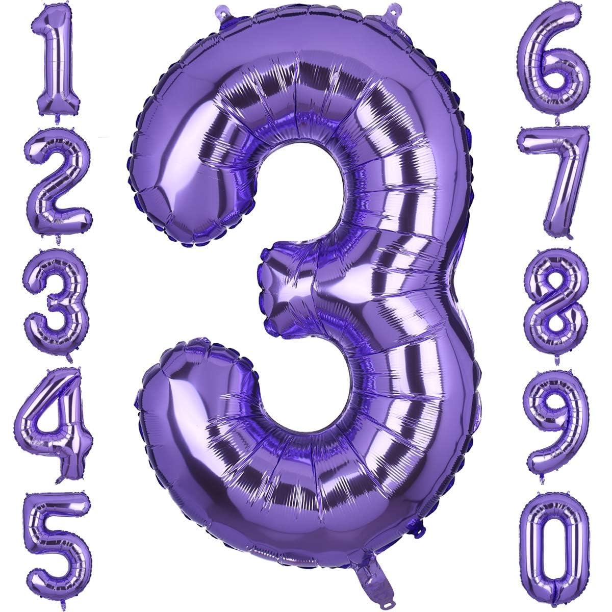 40 Inch Large Foil Number 3 Balloons Purple Big Mylar Helium Balloon Birthdays Party Decorations Supplies Girls