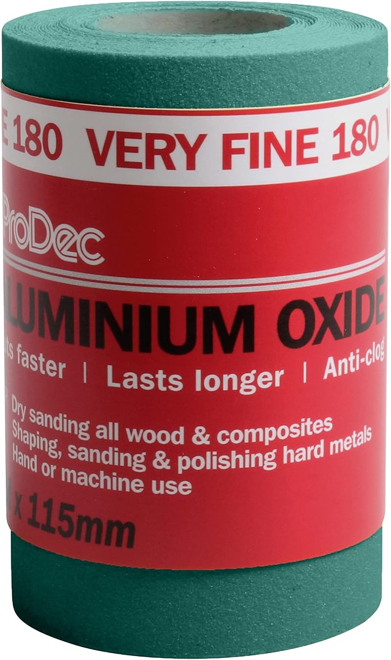 ProDec 5m x 115mm 180 Grit Very Fine Aluminium Oxide Sandpaper Roll