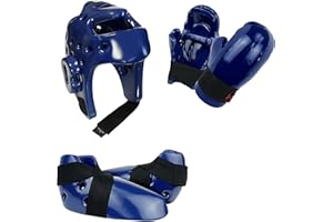 FOXHARMONY Martial Arts Karate Protective Sparring Gear Package Deal - Adjustable Adults & Kids Headgear, Gloves & Kicks for MMA, Taekwondo, Boxing Training