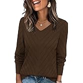 WIHOLL Sweaters for Women V Neck Casual Knit Long Sleeve Tops Lightweight Pullover Clothes Fall Fashion Outfits 2026