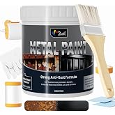 Metal Paint - Waterpoof Anti Rust Preventative - Paint for Metal - Door/Outdoor - Direct to Gate, Furniture, Fence, Railing, Craft and More, 25-30sq.ft, 16oz (black, 16 Ounce)