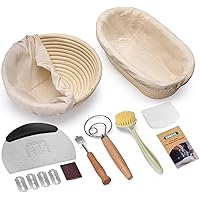 KOACKL Sour Dough Starter Kits Banneton Sourdough Bread Making Tools, Banneton Proofing Basket with Linen Cover Bread Brotfor