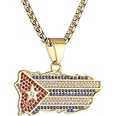 AsAlways 18K Gold Plated Cuba Flag Pendant Inlay CZ Vintage Hip Hop Rock Punk Totem Amulet Charm Necklace Gift Jewelry