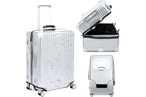 Veki Clear Suitcase Cover PVC Protector with Zip, Waterproof Transparent Luggage Cover Protective Bag, for Plastic Trolley Case Cover Protect Suitcases from Scratch (Panax Pseudoginseng Open 32inch)