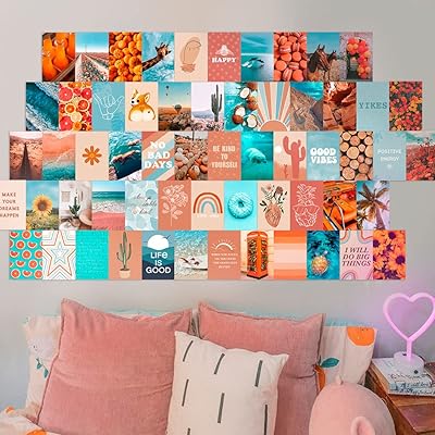 Buy Anerza 60 Pcs Wall Collage Kit Aesthetic Pictures Aesthetic Room Decor For Teen Girls Photo Wall Decor Vsco Trendy Bedroom Posters Peach Teal Boho Wall Art 4x6 Inch Online In Denmark
