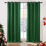 Deconovo Blackout Curtains Thermal Insulated Eyelet Pair Dark Green 55x102 in view 4
