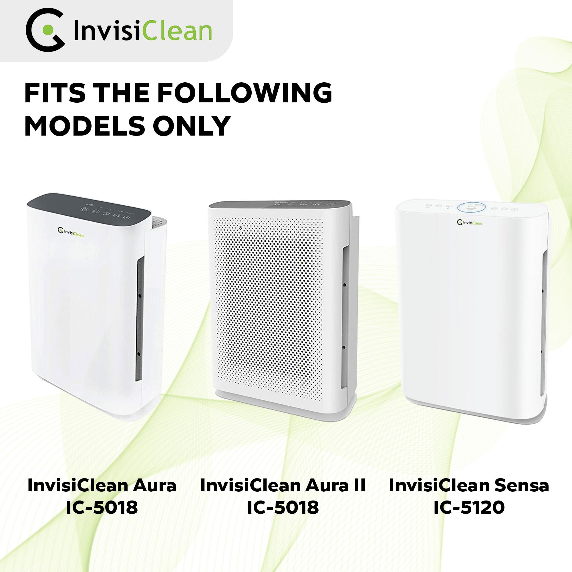 InvisiClean True Hepa Replacement Filter with Activated Carbon Prefilter - Genuine Filter for InvisiClean Aura IC-5018 and Sensa IC-5120 Air Purifiers