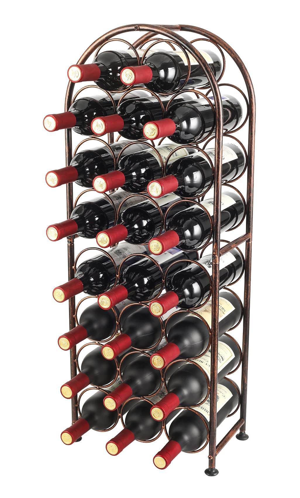 PAG 23 Bottles Wine Rack,Floor Metal Wine Rack Free Standing,Home Kitchen Wine Storage Organiser Bottle Holder,Antique Brown