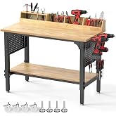 Northsky 48" Work Bench with Wheels 2200 LBS Capacity Adjustable Height | Heavy Duty Rolling Garage Workbench with Power Outlets&amp; Pegboard, Suitable for Workshop, Office, Home, Craft Table Shop Table