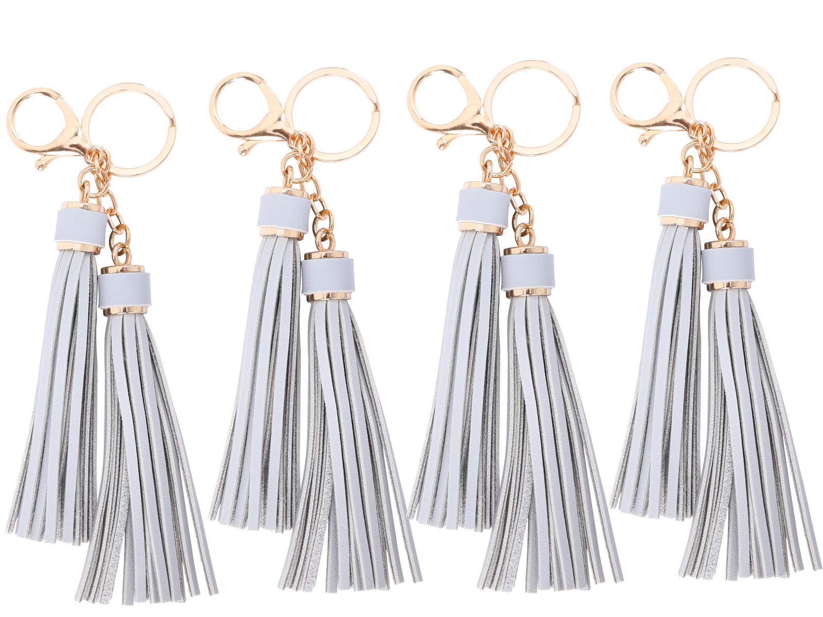 5.9'' 8pcs PU Leather Tassel With Lobster Swivel, Keychain For Handbag Phone Car Key Jewelry DIY GD189, 5.9 inch, 皮革, no