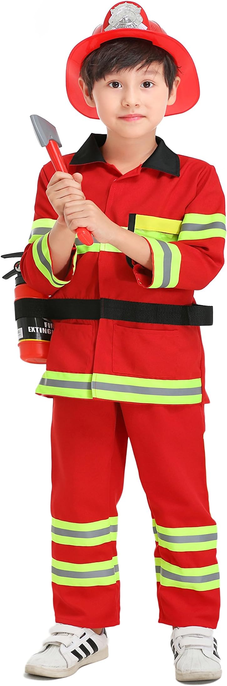 yolsun Fireman Role Play Costume for Kids, Boys' and Girls' Firefighter Dress up and Play Set (7 pcs)