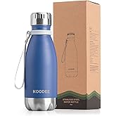 koodee 12 oz Stainless Steel Vacuum Insulated Water Bottle for School-Cola Shape Metal Sports Water Bottles for Boys, Leakproof and BPA Free (Royal Blue)