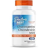 Doctor's Best Glucosamine Chondroitin Msm with OptiMSM Capsules, Joint Support Supplement Supports Healthy Joint Structure, Function & Comfort, Non-GMO, Gluten Free, Soy Free, 360 Count