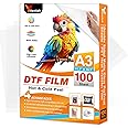Yitentek A3 DTF Transfer Film, 11.7" x 16.5" Double Sided Matte PreTreat Heat Transfer PET Sheets for DTF Inkjet Printer, DTF Paper Direct Print on T-Shirts Textile, Hot & Cold Peel, 100 Sheets