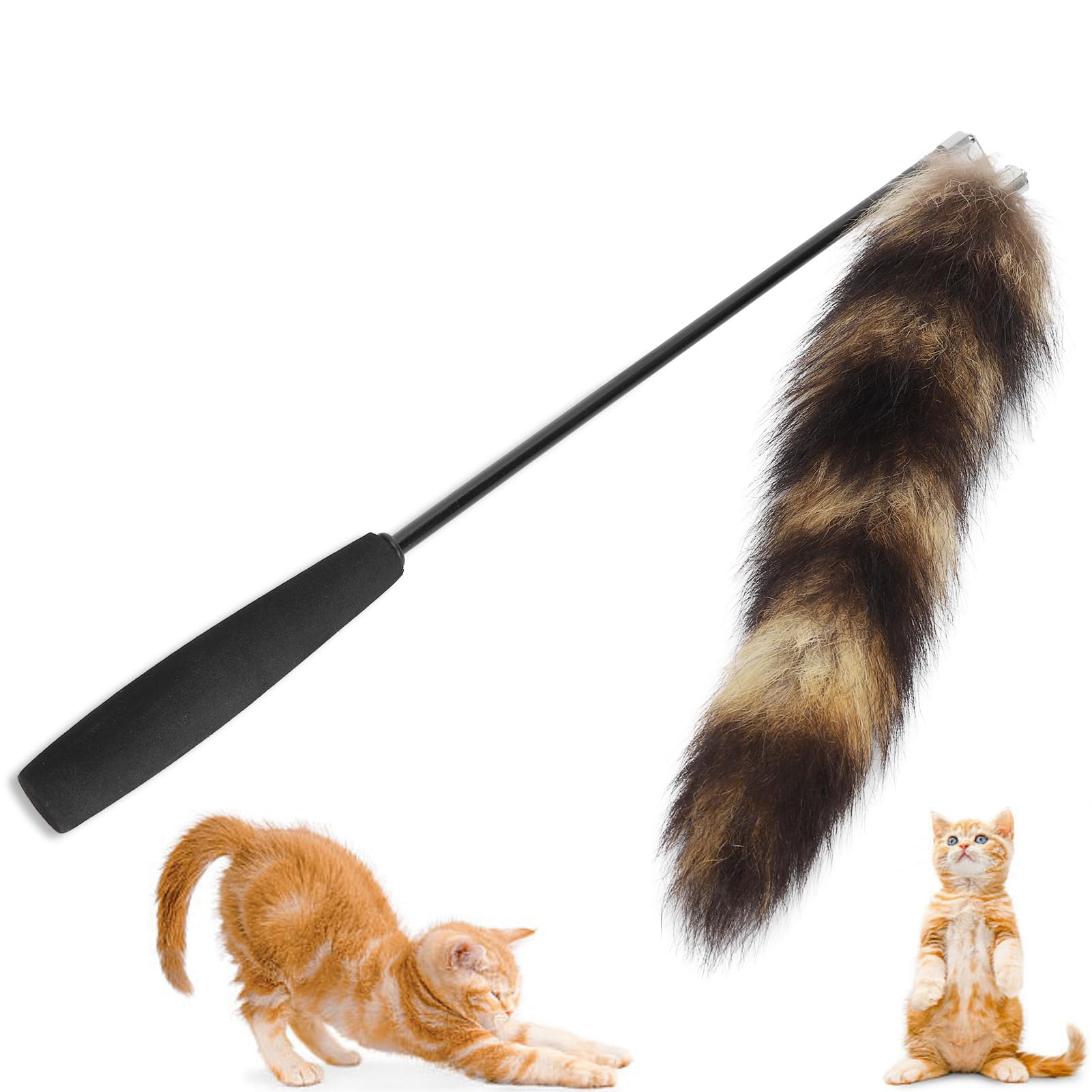 Cat Wand Stick, Retractable Cat Fishing Rod Tail Toy 38cm/15in Extend To 95cm/37.4in Stick Teasing Exercise Cat Toy Pet Wand Funny Rod Interactive Toy for Indoor Cats Kittens Playing