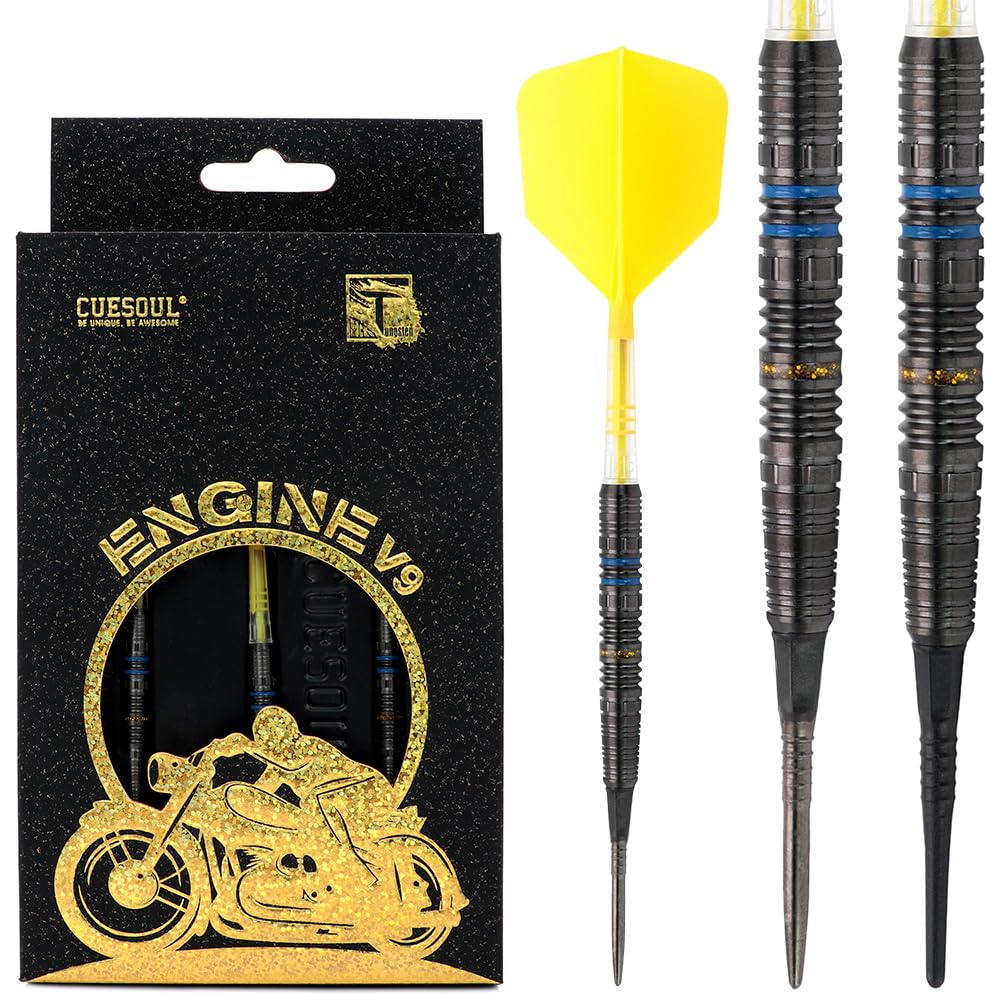 CUESOUL ENGINE V9 20g Steel Tip 90% Tungsten Dart Set with GEM STONE Finished and Unifying ROST T19 CARBON Flight