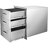 Mophorn 18x23 Inch Outdoor Kitchen Stainless Steel Triple Access BBQ Drawers with Chrome Handle, 18 x23 x 23 Inch