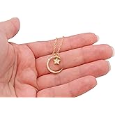 CZ Tiny Star and Crescent Moon Necklace, Gold or Silver Dainty Necklace, Perfect for a gift