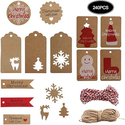 Biglietti Di Natale Homemade.Etichette Di Carta Etichette Regalo In Carta Kraft Con Spago Per Legare L Albero Ornamenti Per La Casa Biglietti Di Natale Fai Da Te E Decorazioni Per Le Vacanze 240 Pezzi 12 Stili