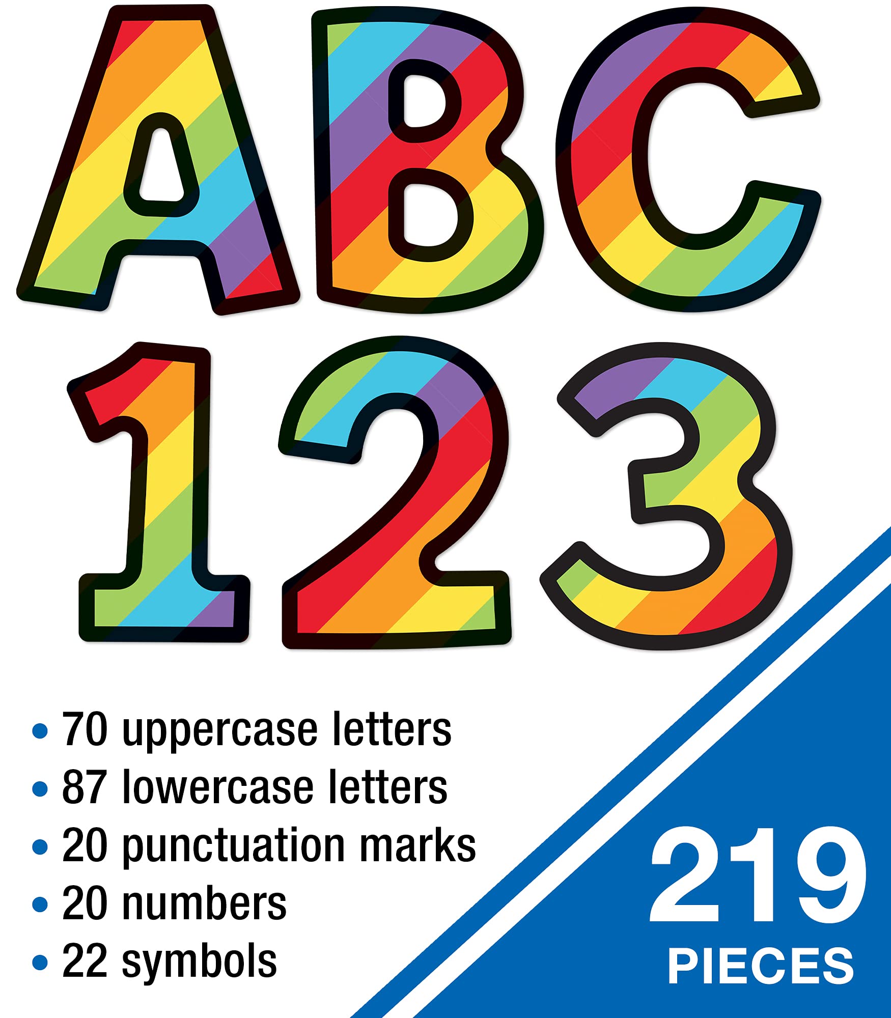 Carson Dellosa 4 In. Rainbow Bulletin Board Letters for Classroom, Alphabet Letters, Numbers, Punctuation & Symbols, Rainbow Letters for Bulletin Board (219 pcs.)