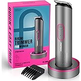 PRITECH Bikini Trimmer for Women - Rechargeable Pubic Hair Trimmer for Sensitive Skin, Wet&Dry Use, Pain-Free Electric Razor&Shaver with Standing Recharge Dock, Ideal Gift for Women, Slate Grey