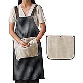 Ausing Kitchen Apron with Towel Pocket Waterproof Cross Back Aprons Adjustable Apron with 2 Large Pockets