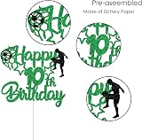 Gidobo 10th Birthday Cake Toppers Football Green Glitter Boys view 4