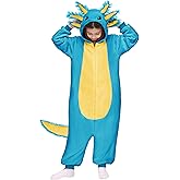 Spooktacular Creations Halloween Axolotl Costume, Kids Axolotl Costume, Zip-Up Hooded Jumpsuit for Halloween Cosplay Party