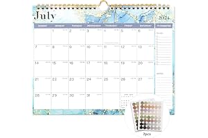 Vibrant Focus 2024-2025 Wall Calendar - 18 Monthly Wall Calendar 2024-2025, July 2024 - December 2025,8.5" x 11", 2024-2025 Calendar with Twin-Wire Binding, Hanging Hook, Blocks and Julian Dates (2024-2025 Wall Calendar Blue)