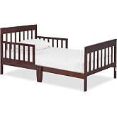 Dream On Me Finn Toddler Bed, GREENGUARD Gold, Pinewood, Espresso | Low to Floor Bed, 2 Safety Guard Rails, Slatted Wooden Headboard &amp; Footboard 50 Lb Limit, BSA Verified