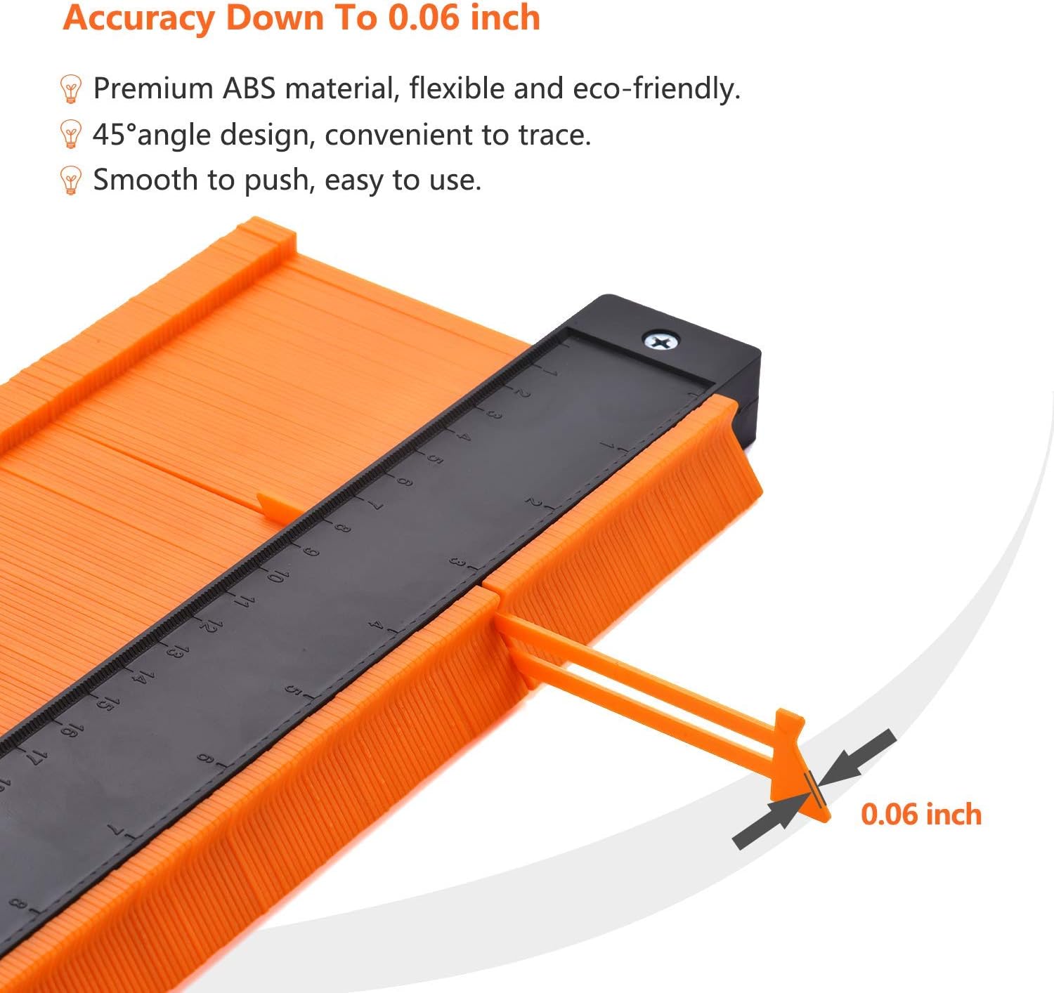 Contour Gauge Duplicator with Lock, GOXAWEE Widen Shape Duplication Gauge Tool 5”& 10”, 2 Pack Master Outline Measuring Plastic Ruler for Corners, Woodworking Templates, Tiles and Laminate (Orange) - - 