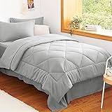 CozyLux Twin Comforter Set with Sheets Light Grey