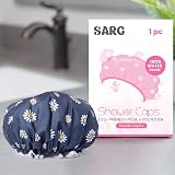 SARG Premium Double Layer Shower Cap with Flower Design - Reusable Waterproof view 6