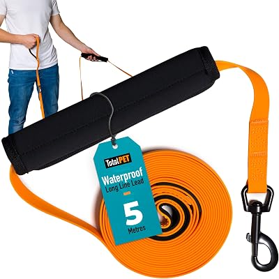 Total Pet Training Lead for Dogs, Waterproof Long Line 5m with Control Handle