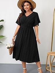RWJ Women's Plus Size Maxi Dress Flutter Casual V